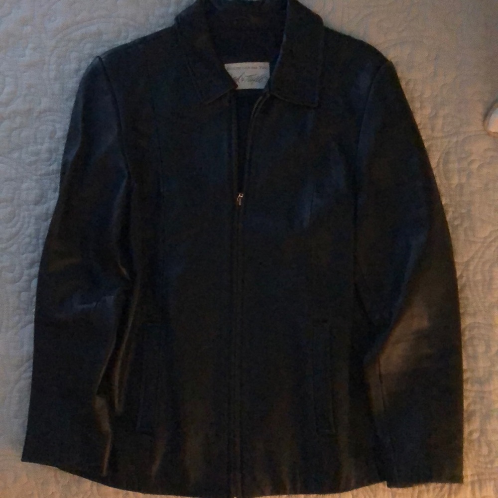 Lord & Taylor black real leather jacket